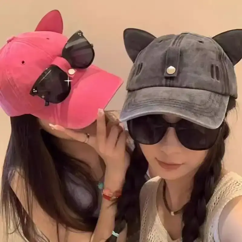 Cat Ears Aviator Sunglasses Cap Men Women - Image 9