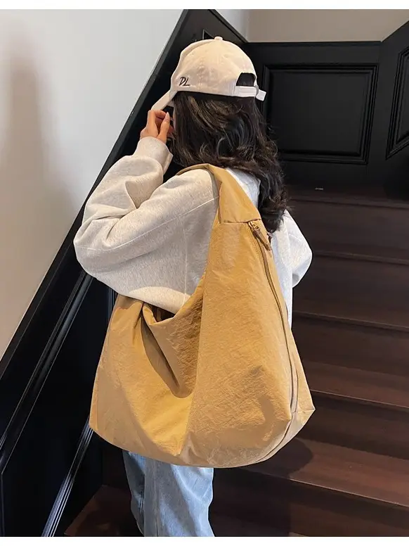 Women Large Canvas Shoulder Bag Spring Autumn Casual Light Blue - Image 8