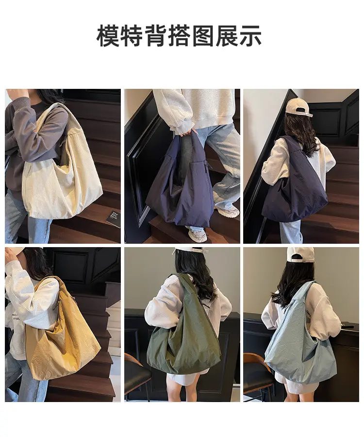 Women Large Canvas Shoulder Bag Spring Autumn Casual Light Blue — feature 8