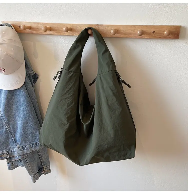 Women Large Canvas Shoulder Bag Spring Autumn Casual Light Blue - Image 2