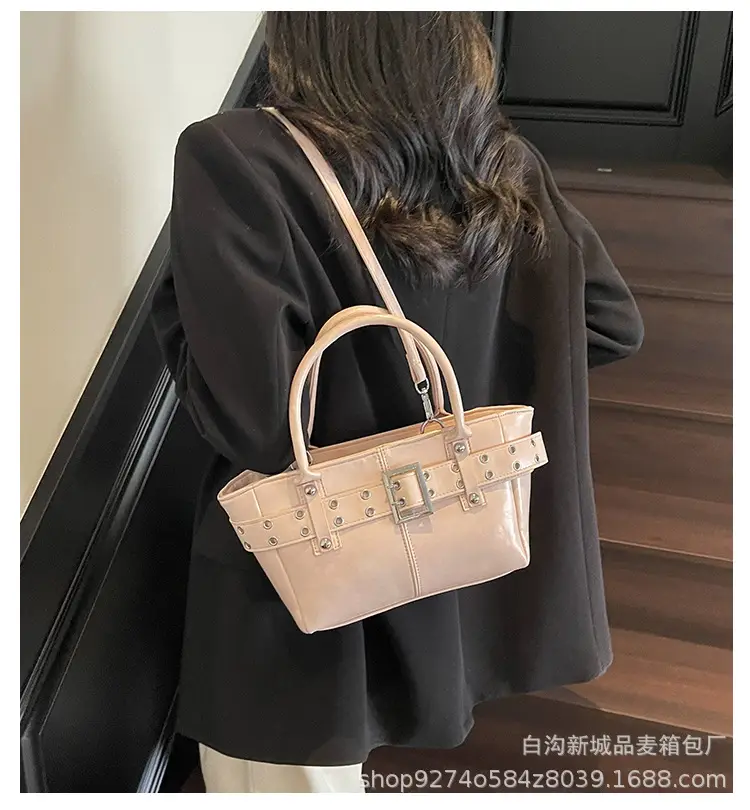 Cross-Border Large Capacity Shoulder Bag for Women, Beige, 2026 New Model — feature 1