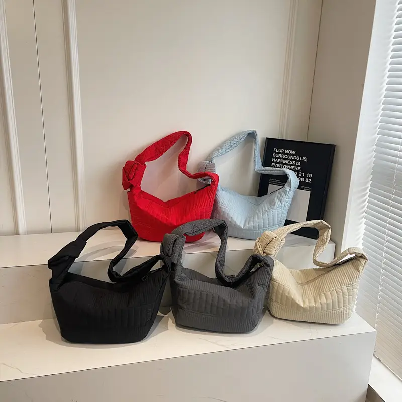 Women's 2025 Lazy Style Nylon Tote Bag with Wide Strap - Image 8