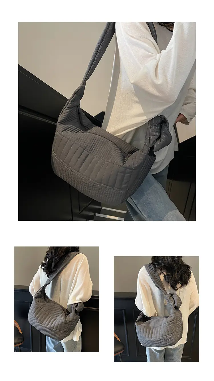 Women's 2025 Lazy Style Nylon Tote Bag with Wide Strap — feature 14