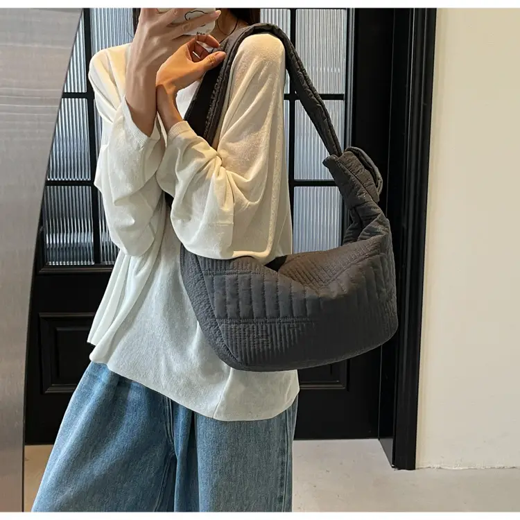 Women's 2025 Lazy Style Nylon Tote Bag with Wide Strap — feature 21