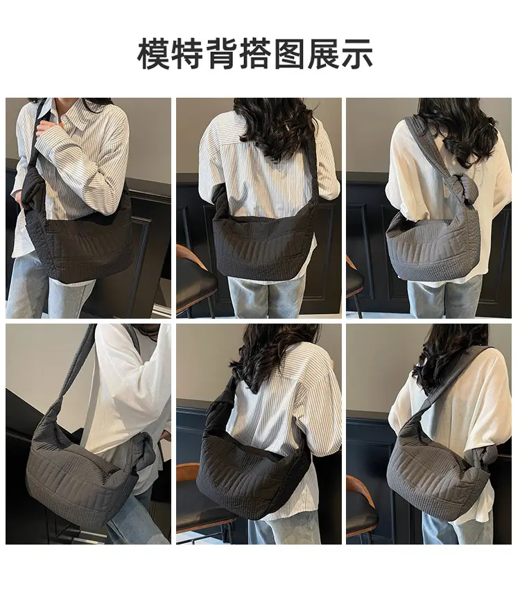 Women's 2025 Lazy Style Nylon Tote Bag with Wide Strap — feature 9