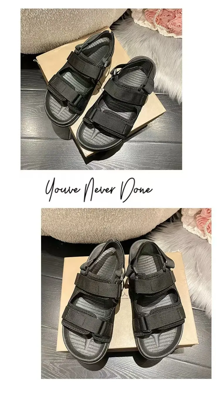 New Summer Sandals Women's Velcro Non-slip Outer Wear Beach Shoes Student Flat Non-slip All-match Thick Bottom Sandals — feature 10