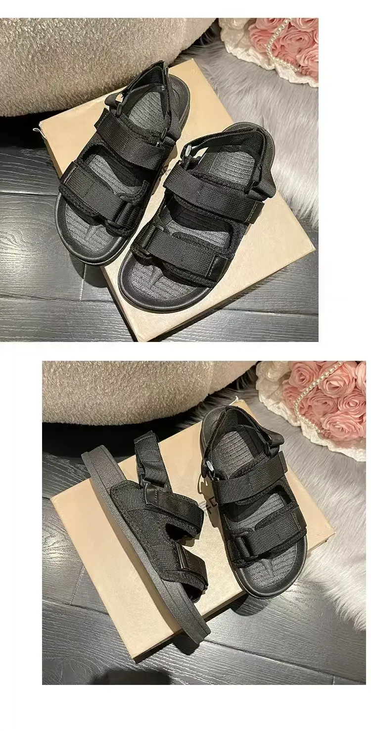 New Summer Sandals Women's Velcro Non-slip Outer Wear Beach Shoes Student Flat Non-slip All-match Thick Bottom Sandals — feature 14