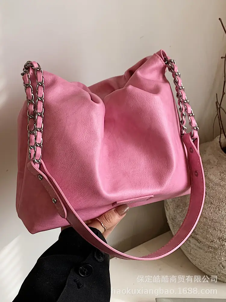 Women Crossbody Bag Chain Shoulder Bucket Bag Beige 2025