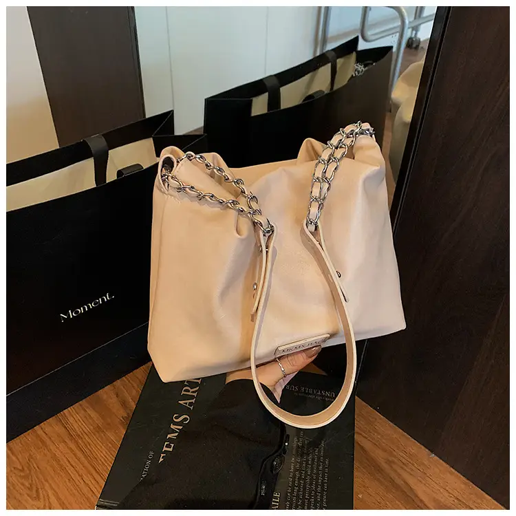 Women Crossbody Bag Chain Shoulder Bucket Bag Beige 2025 — feature 14