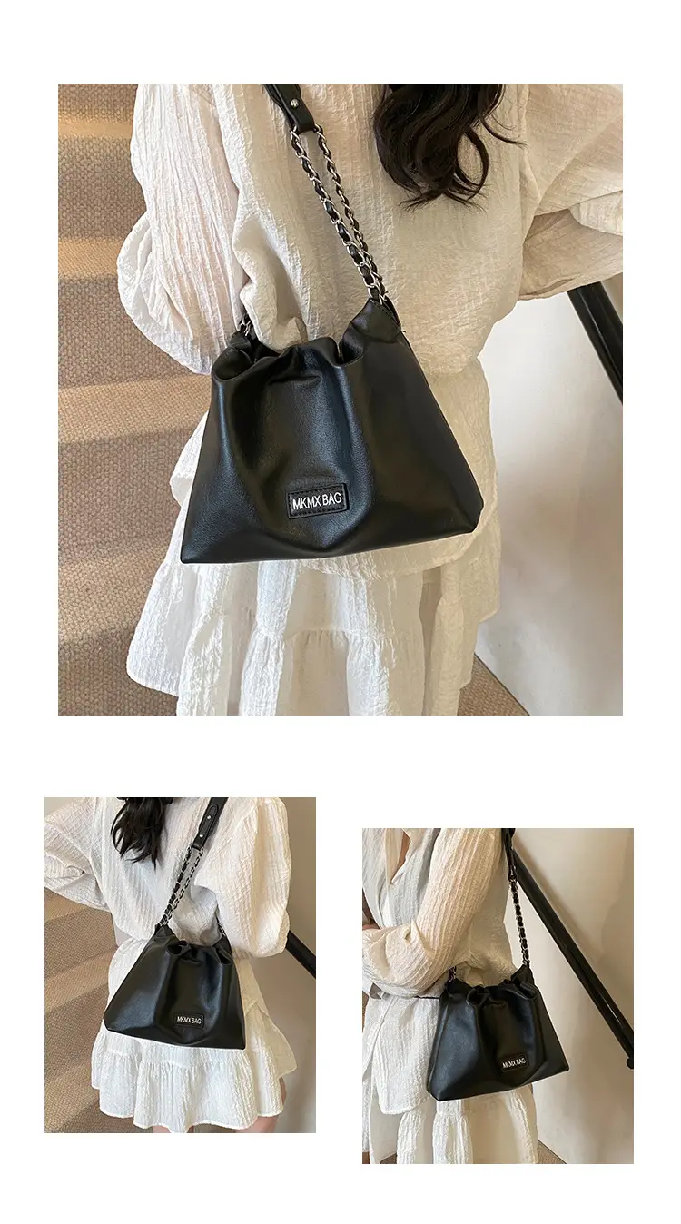 Women Crossbody Bag Chain Shoulder Bucket Bag Beige 2025 — feature 8
