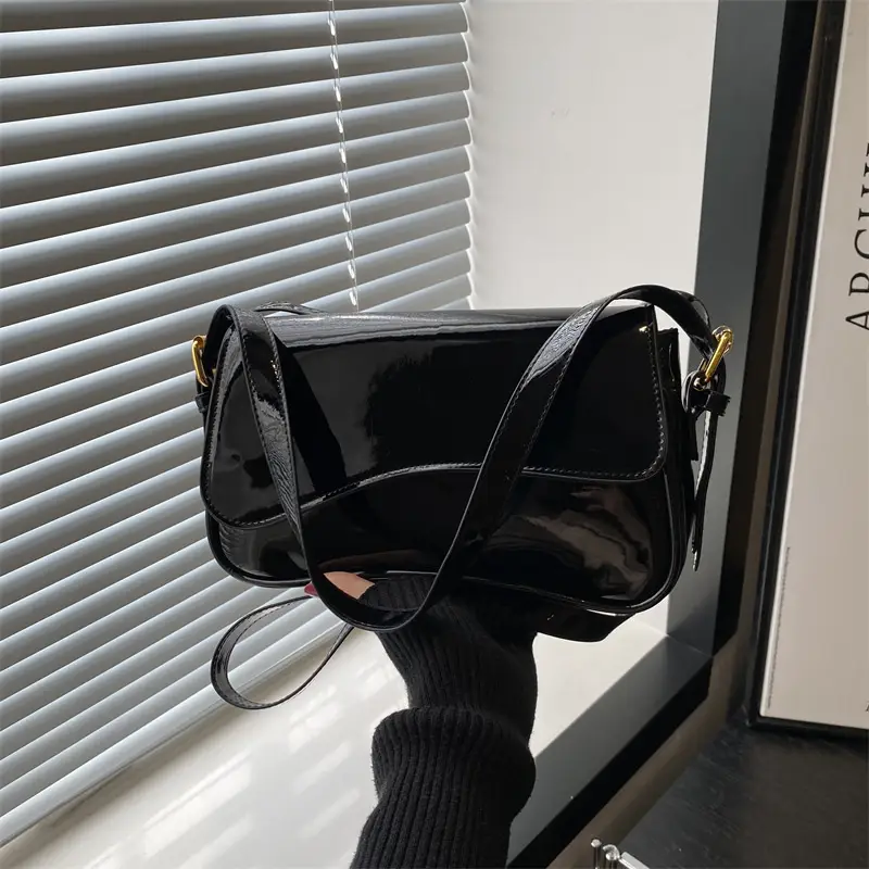 2025 New Mori Soft Patent Leather Bags in Black White Brown - Image 6