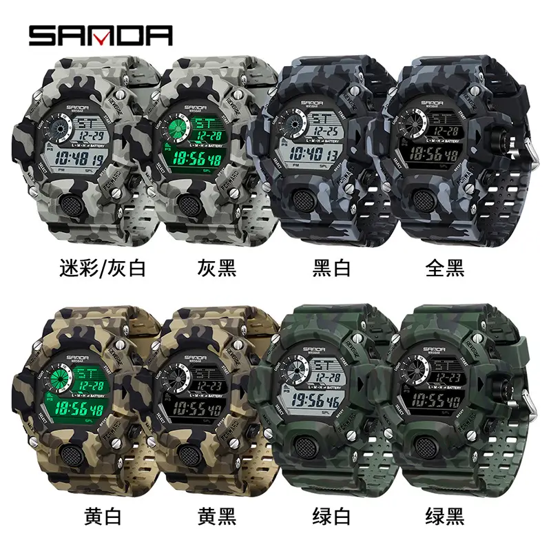 Sanda Camouflage Digital Alarm Watch for Men - Image 12