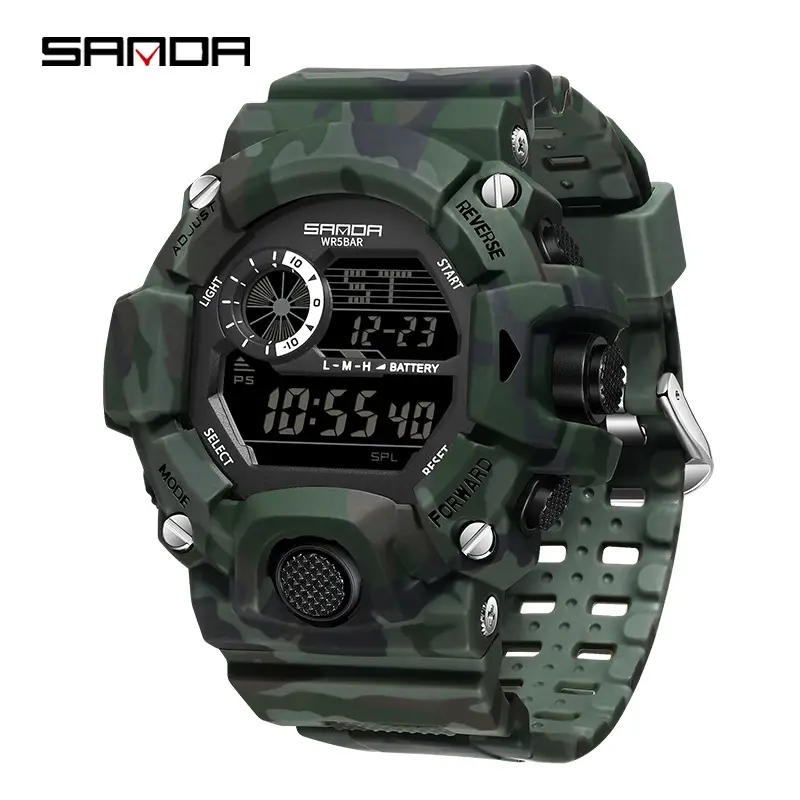 Sanda Camouflage Digital Alarm Watch for Men - Image 3