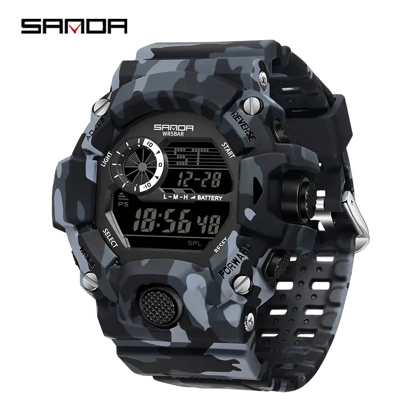 Sanda Camouflage Digital Alarm Watch for Men - Image 5