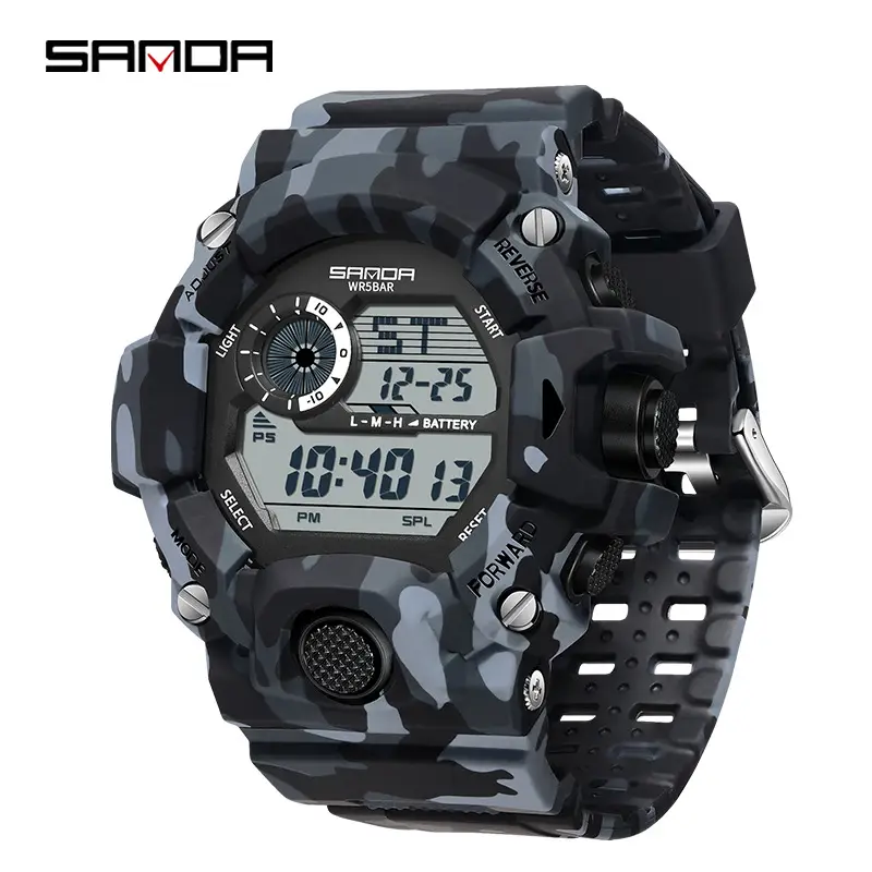 Sanda Camouflage Digital Alarm Watch for Men - Image 6