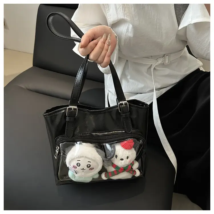 Black College Style Shoulder Tote Bag Large Capacity Women — feature 12