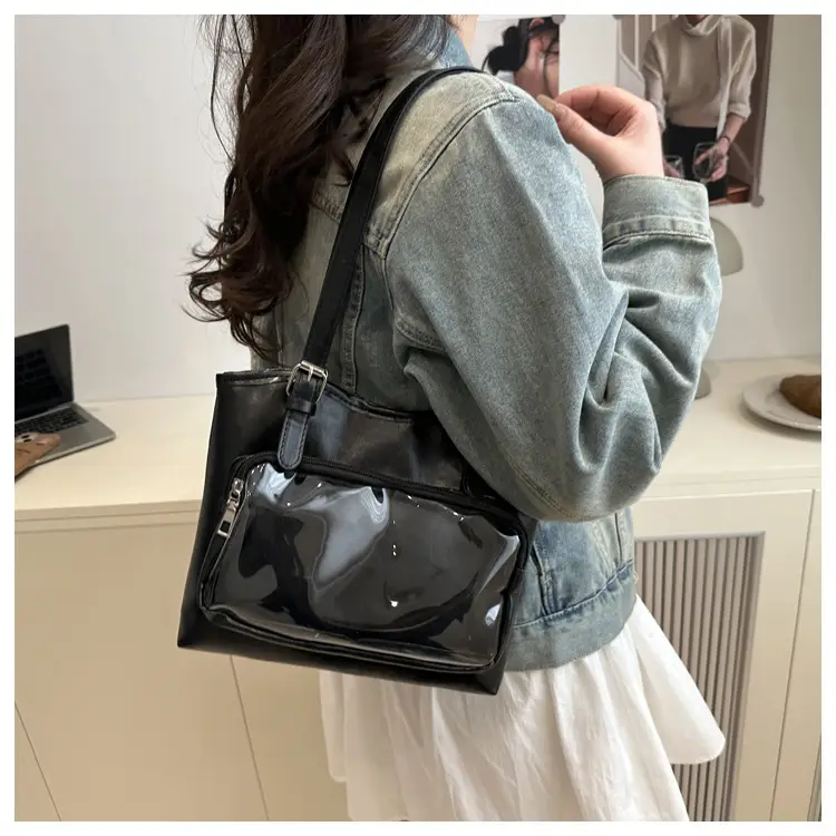 Black College Style Shoulder Tote Bag Large Capacity Women — feature 14
