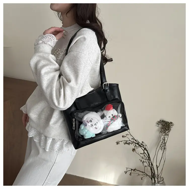 Black College Style Shoulder Tote Bag Large Capacity Women — feature 20