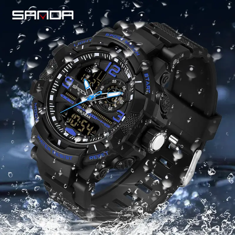 Sanda Waterproof Dual-Display Chronograph Watch for Men - Image 19