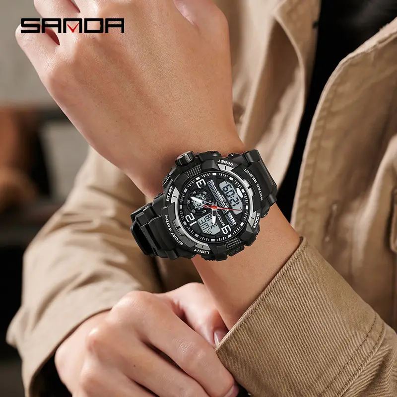Sanda Waterproof Dual-Display Chronograph Watch for Men - Image 20