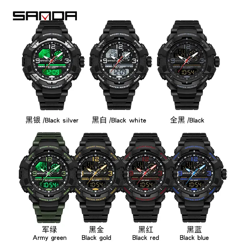 Sanda Waterproof Dual-Display Chronograph Watch for Men - Image 21
