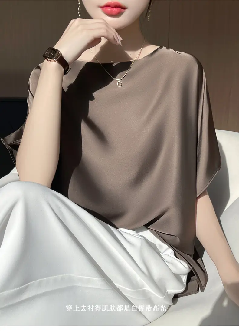 2025 Summer Women Silk Shawl Top Solid Color Casual — feature 13
