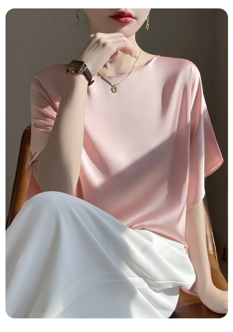 2025 Summer Women Silk Shawl Top Solid Color Casual — feature 7