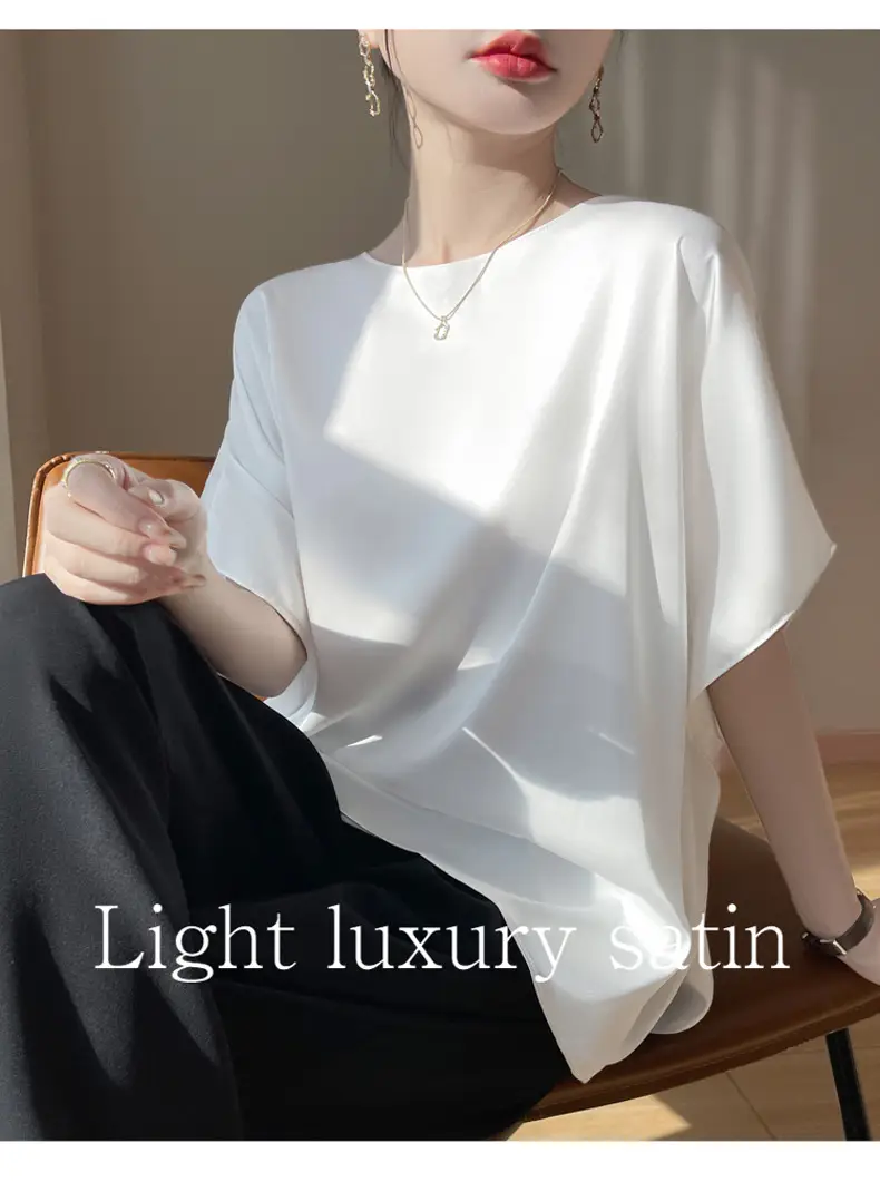 2025 Summer Women Silk Shawl Top Solid Color Casual — feature 8