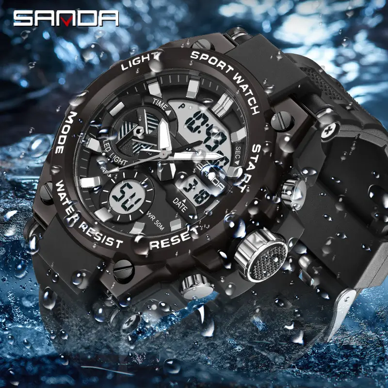 Sanda Men's Blue LED Light Chronograph Watch - Image 26