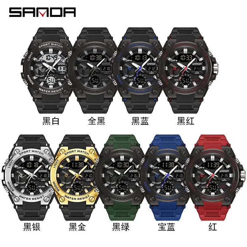 Sanda Men's Blue LED Light Chronograph Watch - Image 28