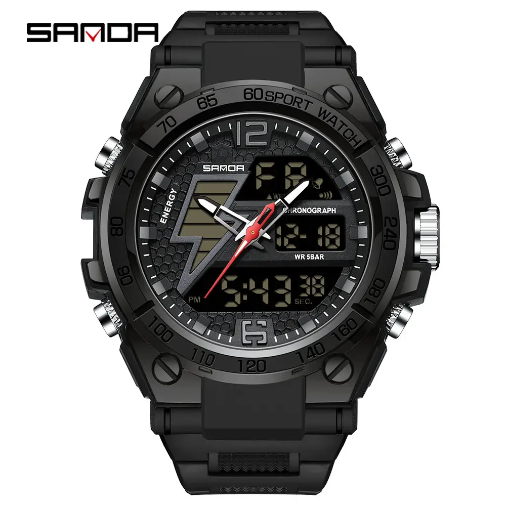 Sanda Men's Blue LED Light Chronograph Watch - Image 19