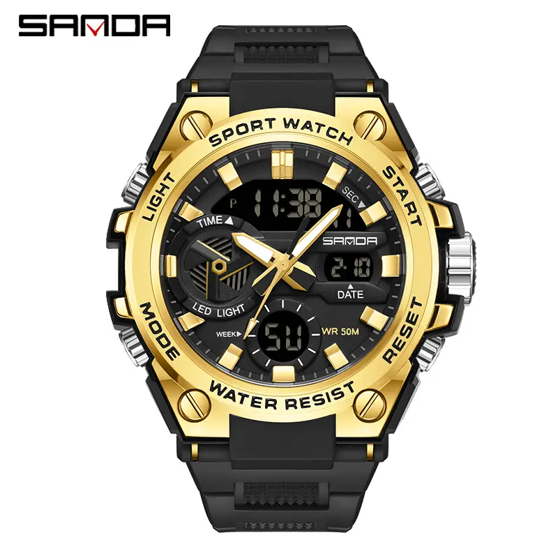 Sanda Men's Blue LED Light Chronograph Watch - Image 4