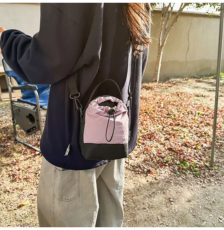 Men Orange Drawstring Phone Bag with Crossbody Strap — feature 29