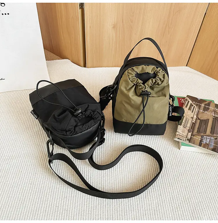 Men Orange Drawstring Phone Bag with Crossbody Strap — feature 32