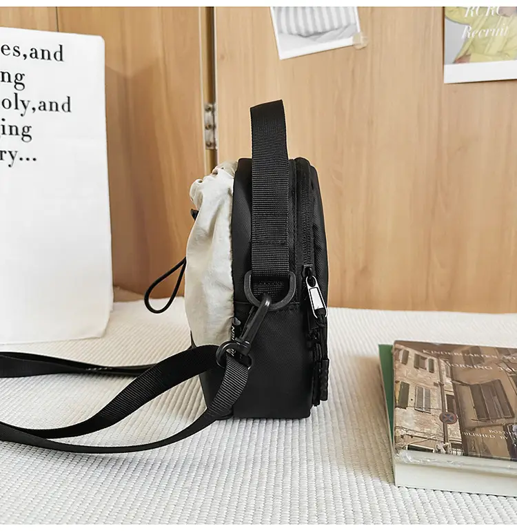 Men Orange Drawstring Phone Bag with Crossbody Strap — feature 39