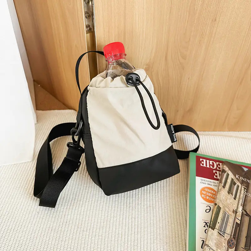 Men Orange Drawstring Phone Bag with Crossbody Strap - Image 3