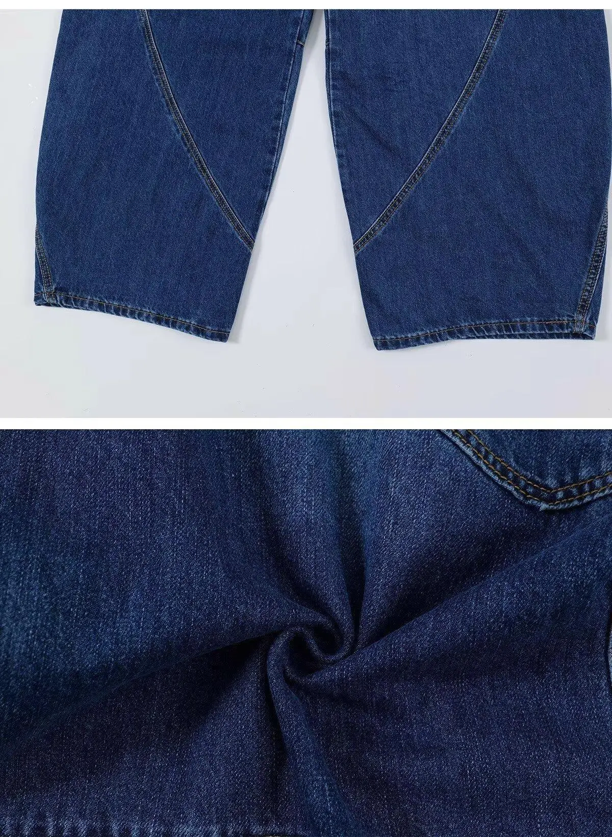 High Waist Slim Jeans Pants Dark Blue Retro Distressed — feature 8