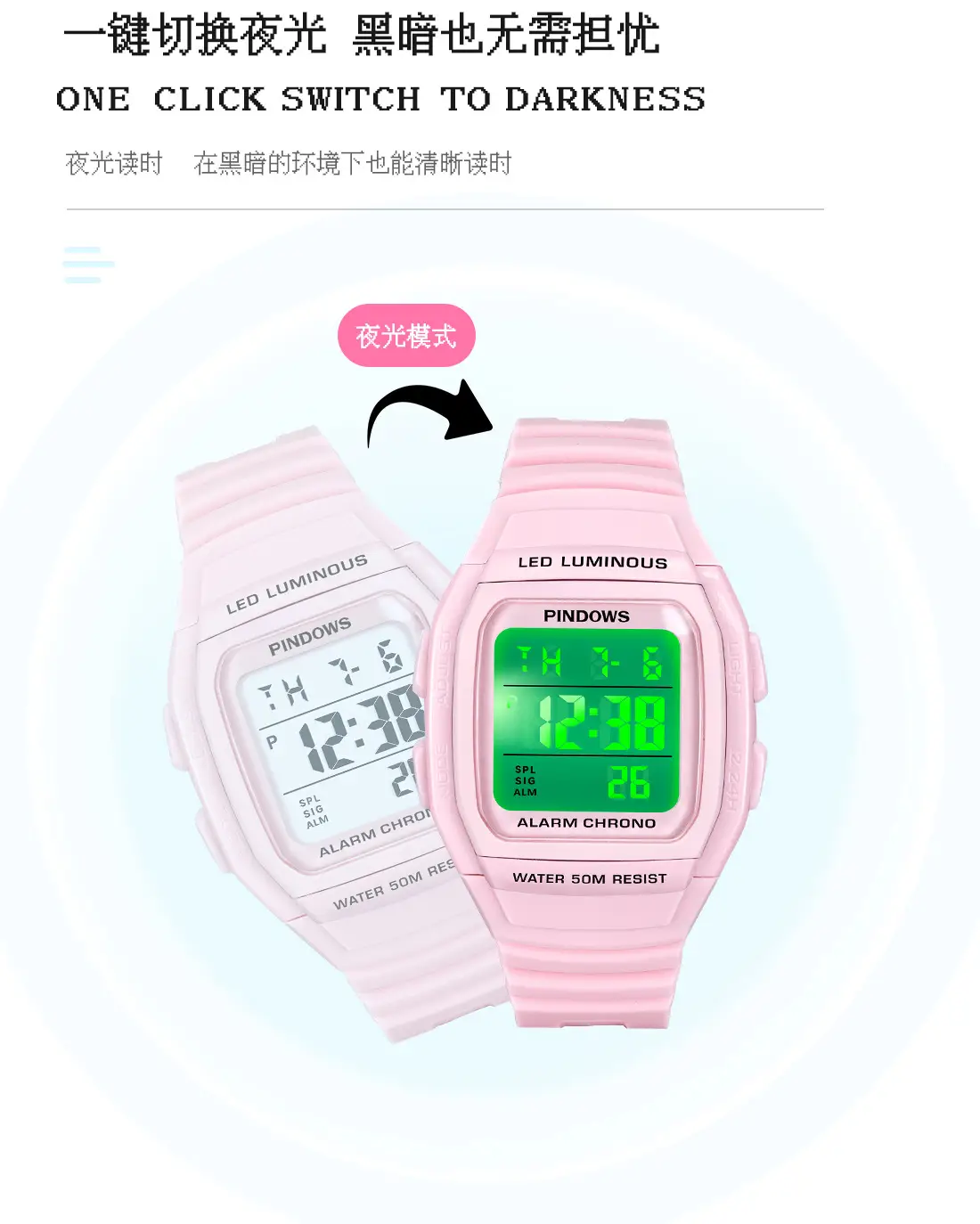 Waterproof LED Digital Watch Black 24Hr — feature 10