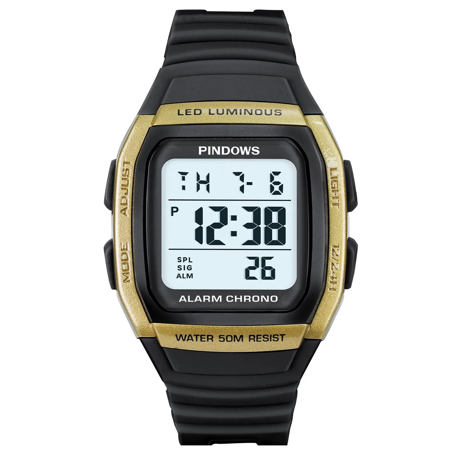 Waterproof LED Digital Watch Black 24Hr - Image 3