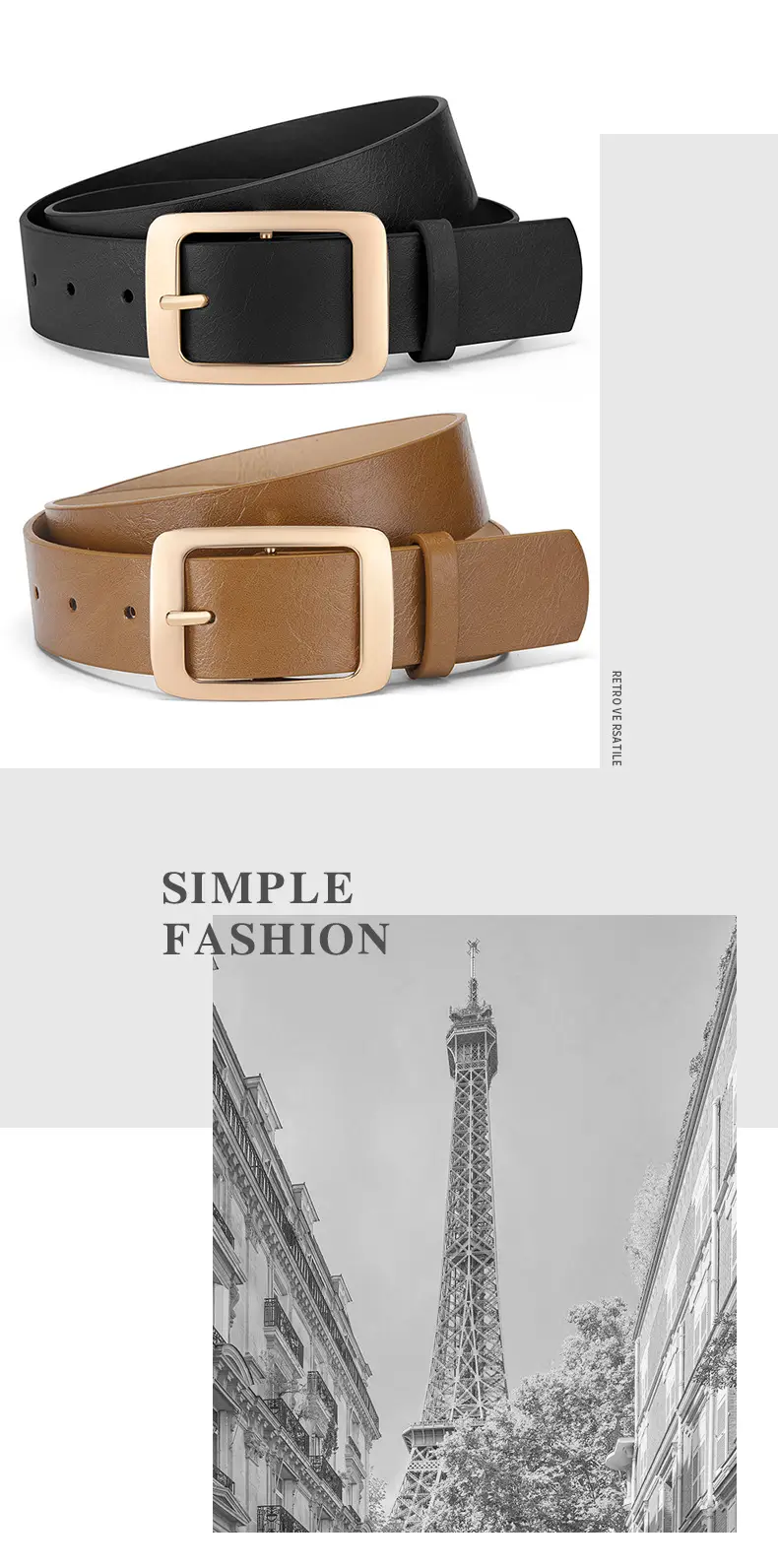 New Wide Belt Women's PU Leather Japanese Pin Buckle All-match — feature 6