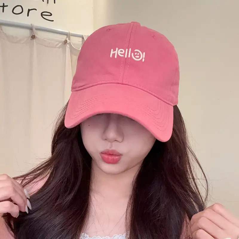 Pink Hello World Wide Brim Baseball Cap for Women Men - Image 7