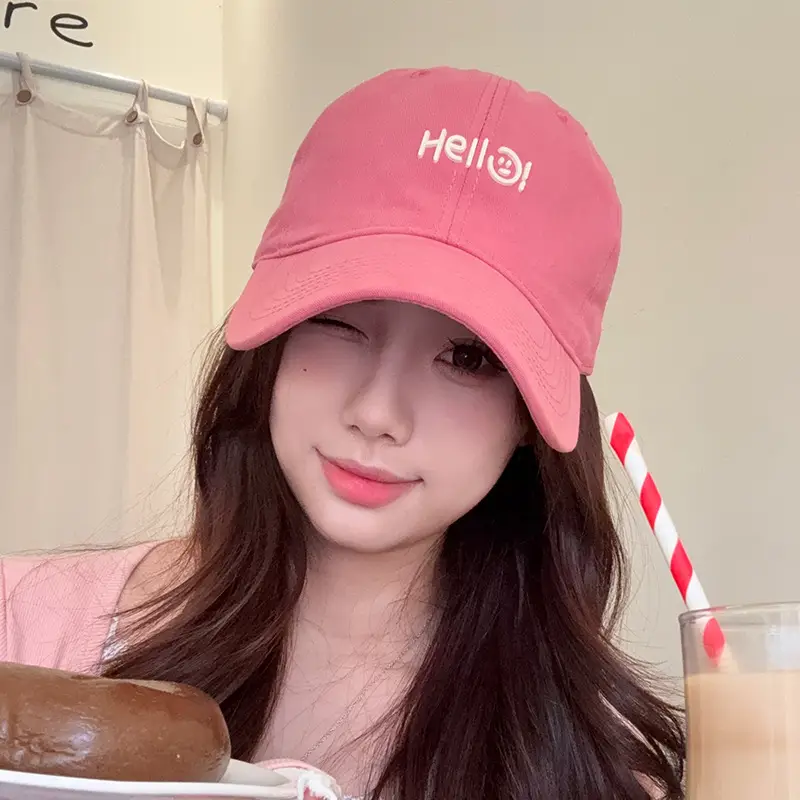 Pink Hello World Wide Brim Baseball Cap for Women Men - Image 8