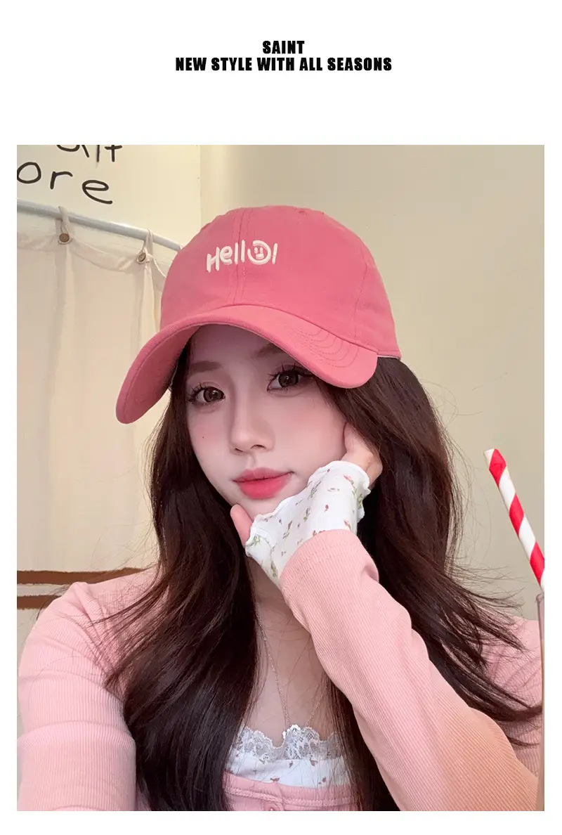 Pink Hello World Wide Brim Baseball Cap for Women Men — feature 2