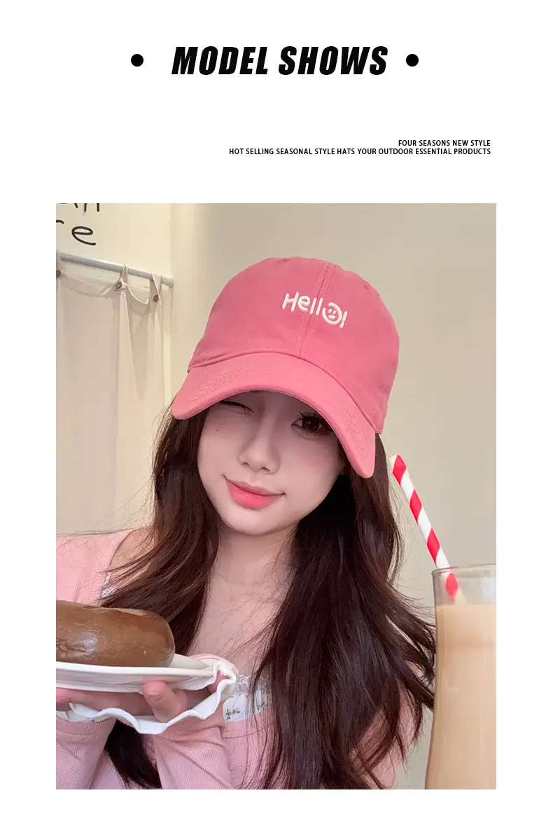 Pink Hello World Wide Brim Baseball Cap for Women Men — feature 3