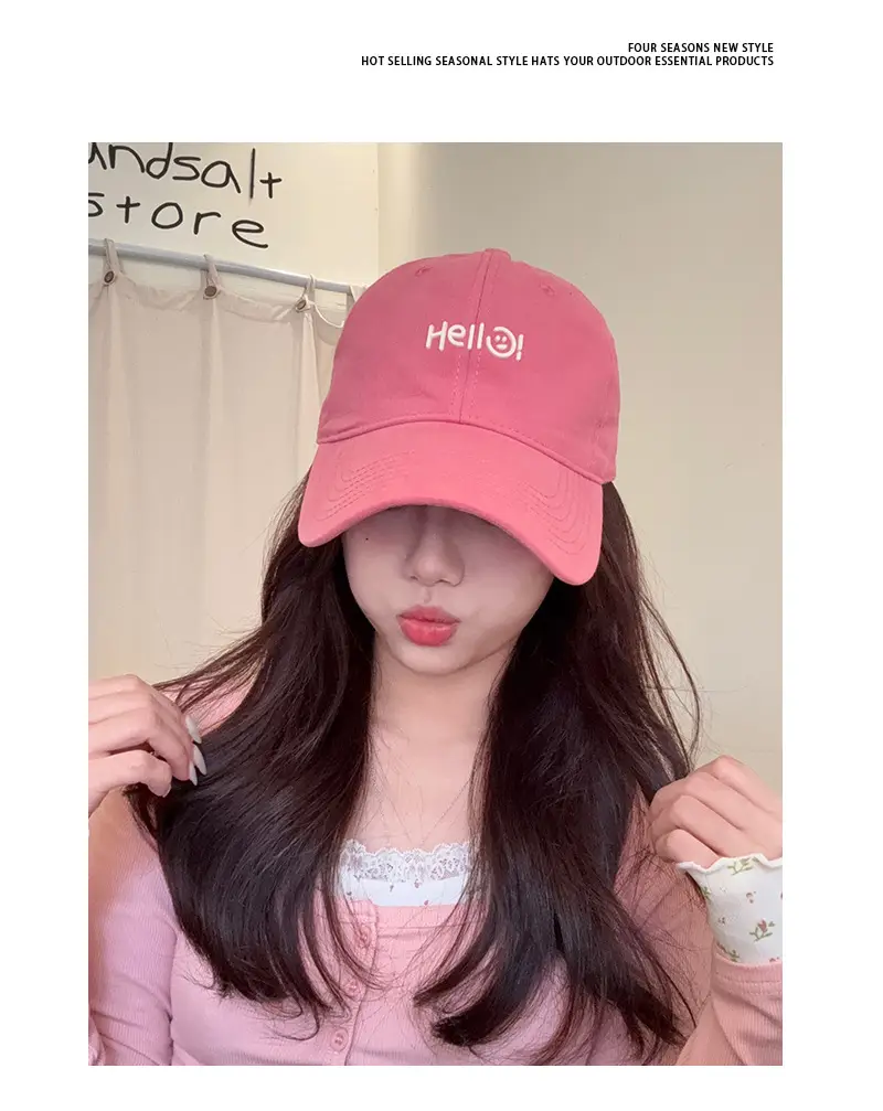 Pink Hello World Wide Brim Baseball Cap for Women Men — feature 4