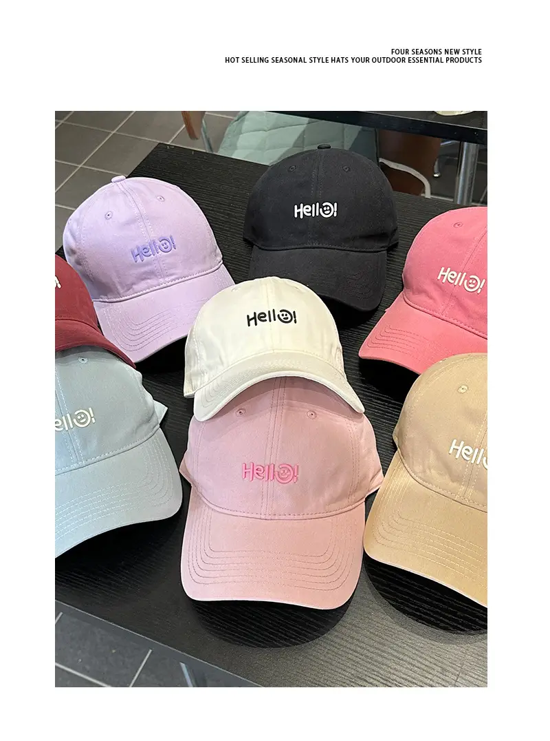 Pink Hello World Wide Brim Baseball Cap for Women Men — feature 6