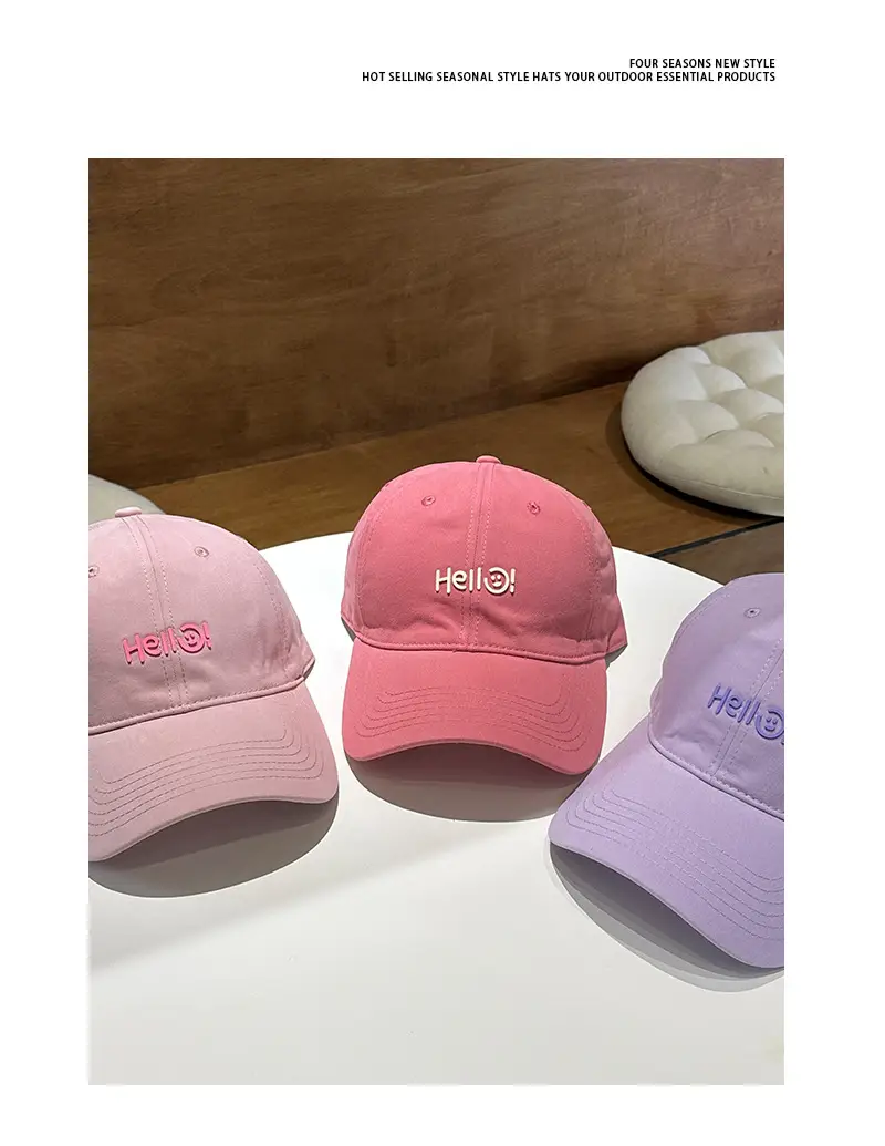 Pink Hello World Wide Brim Baseball Cap for Women Men — feature 7