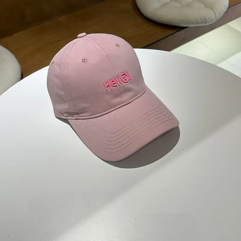 Pink Hello World Wide Brim Baseball Cap for Women Men - Image 3