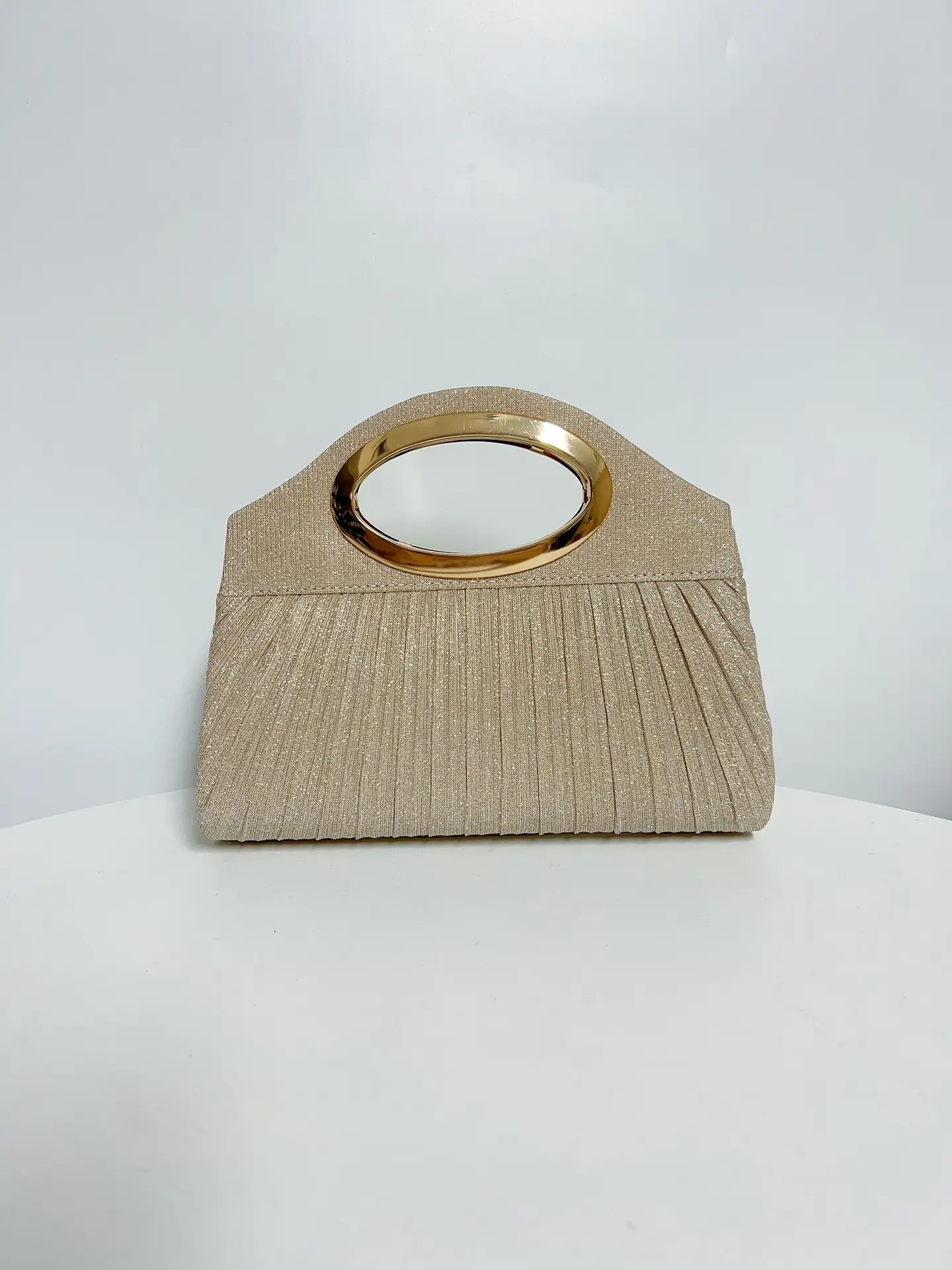 Pleated Cheongsam Bag for Women with Gold Handle — feature 13