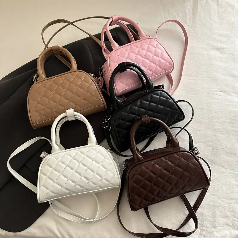 Women's Brown Quilted Shoulder Bag with Detachable Strap - Image 3
